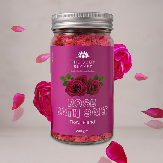 Rose Bath Salt |Floral blend of Rose, Geranium, and Ylang-Ylang Essential Oil|Pure & Natural |For a Soothing & Relaxation Bath, Foot Spa -200gms