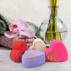 Heart bath bombs with red rose, jasmine, lavender and lady love flavor (60 gm each)