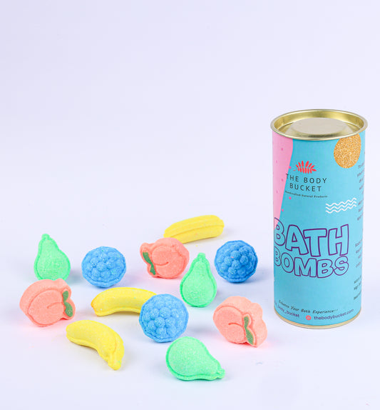 Mini Fruit Basket Bath Bombs - Pack of 12 (15g Each) | Fun Fruit Shapes | Mix Fruit Fragrance | Perfect Bath Gift for Kids, Men & Women | Relaxing Bubble Bath Experience