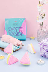 Cake Bath Bomb with Bubble Frosting - 70g Each | Strawberry & Aqua Fragrance | Natural Handcrafted Fizzy Bath Bomb | Perfect for Relaxing Bath & Skin Nourishment