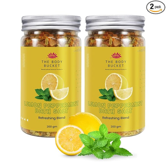 Refreshing Lemon Bath Salt- Pack of 2 - 200gms each | For a Soothing & Relaxation Bath, Foot Spa