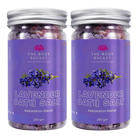 Lavender Bath Salt- Pack of 2 |Blend of Lavender, Chamomile & Bergamot Essential Oil |Pure & Naturals | For a Soothing & Relaxation Bath, Foot Spa -200gms each