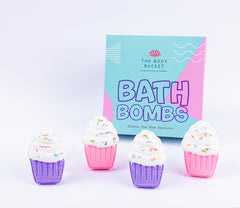 Vanilla Cupcake Bath Bombs – 70gm Each (Pack of 4) | Natural Handcrafted Aromatic Fragrance | Perfect Bath Gift for Kids, Men & Women | Relaxing Bubble Bath Experience