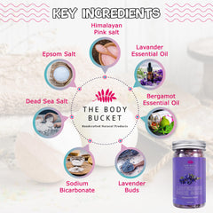 Lavender Bath Salt- Pack of 2 |Blend of Lavender, Chamomile & Bergamot Essential Oil |Pure & Naturals | For a Soothing & Relaxation Bath, Foot Spa -200gms each