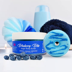 Sugar Body Scrub 3-in-1 Exfoliator, Cleanser, Moisturizer | Sulfate & Paraben Free(Blueberry)