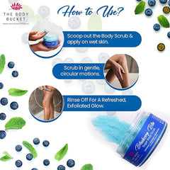 Sugar Body Scrub 3-in-1 Exfoliator, Cleanser, Moisturizer | Sulfate & Paraben Free(Blueberry)
