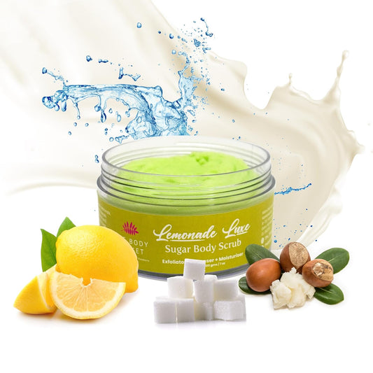 Sugar Body Scrub 3-in-1 Exfoliator, Cleanser, Moisturizer | Sulfate & Paraben Free(Lemonade)