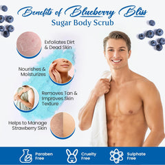 Sugar Body Scrub 3-in-1 Exfoliator, Cleanser, Moisturizer | Sulfate & Paraben Free(Blueberry)