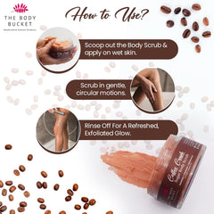 Sugar Body Scrub 3-in-1 Exfoliator, Cleanser, Moisturizer | Sulfate & Paraben Free(Coffee)
