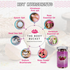 Rose Bath Salt |Floral blend of Rose, Geranium, and Ylang-Ylang Essential Oil|Pure & Natural |For a Soothing & Relaxation Bath, Foot Spa -200gms