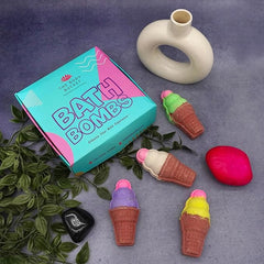 Vanilla Ice Cream Cone Bath Bombs- 80 gm each (Pack of 4)