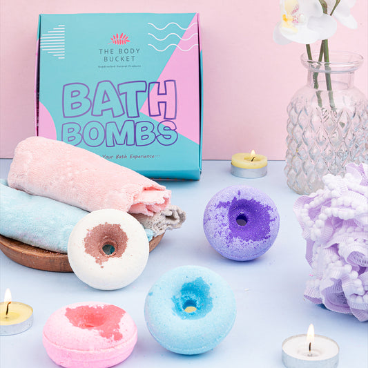 Donuts bath bombs with aqua, rose, lavender and vanilla fregrances(65 gram each)