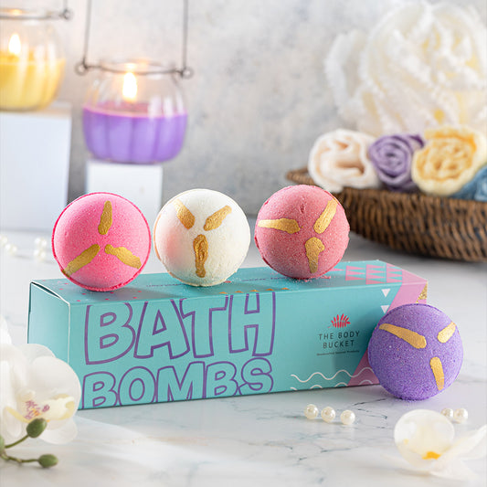 Round floral pastel bath bombs with Lilac, Musk, cherry blossom and red rose fragrances (65 gram each)