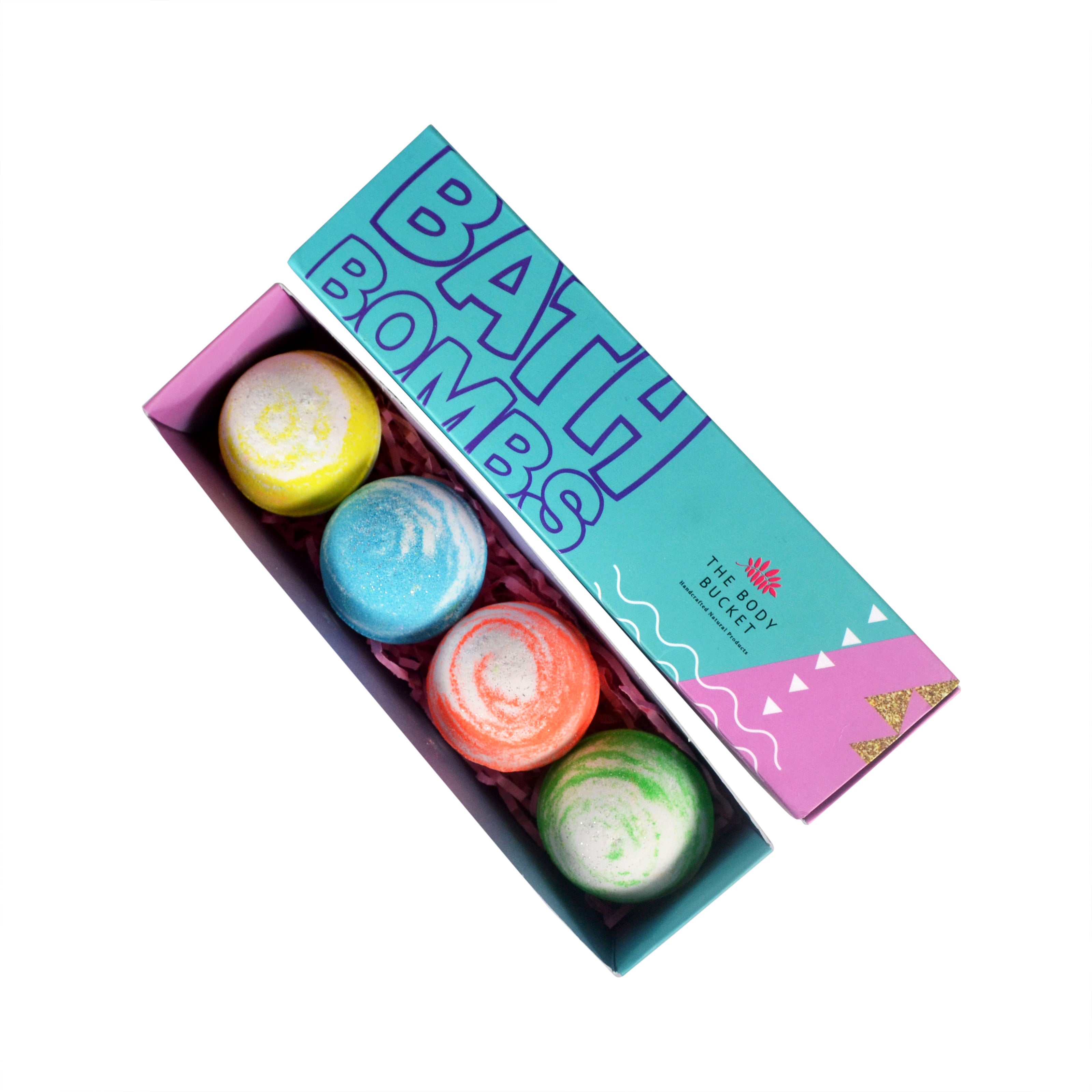 Round swirl  bath bombs with aqua, orange and lemongrass fragrances(65 gram each)
