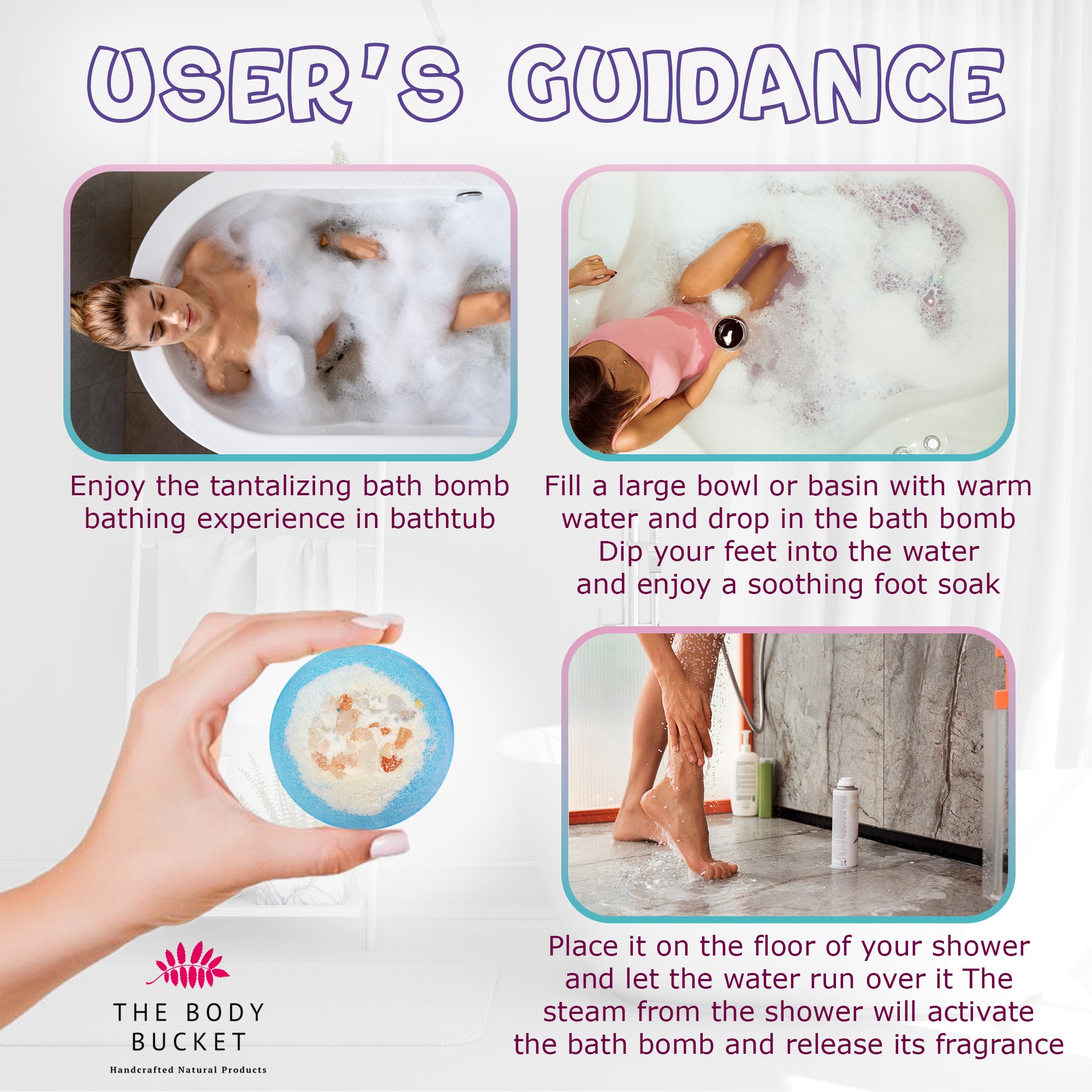 Round blue ocean, Rose, Lavender and citronella bath bombs with pink salt(65 gm)