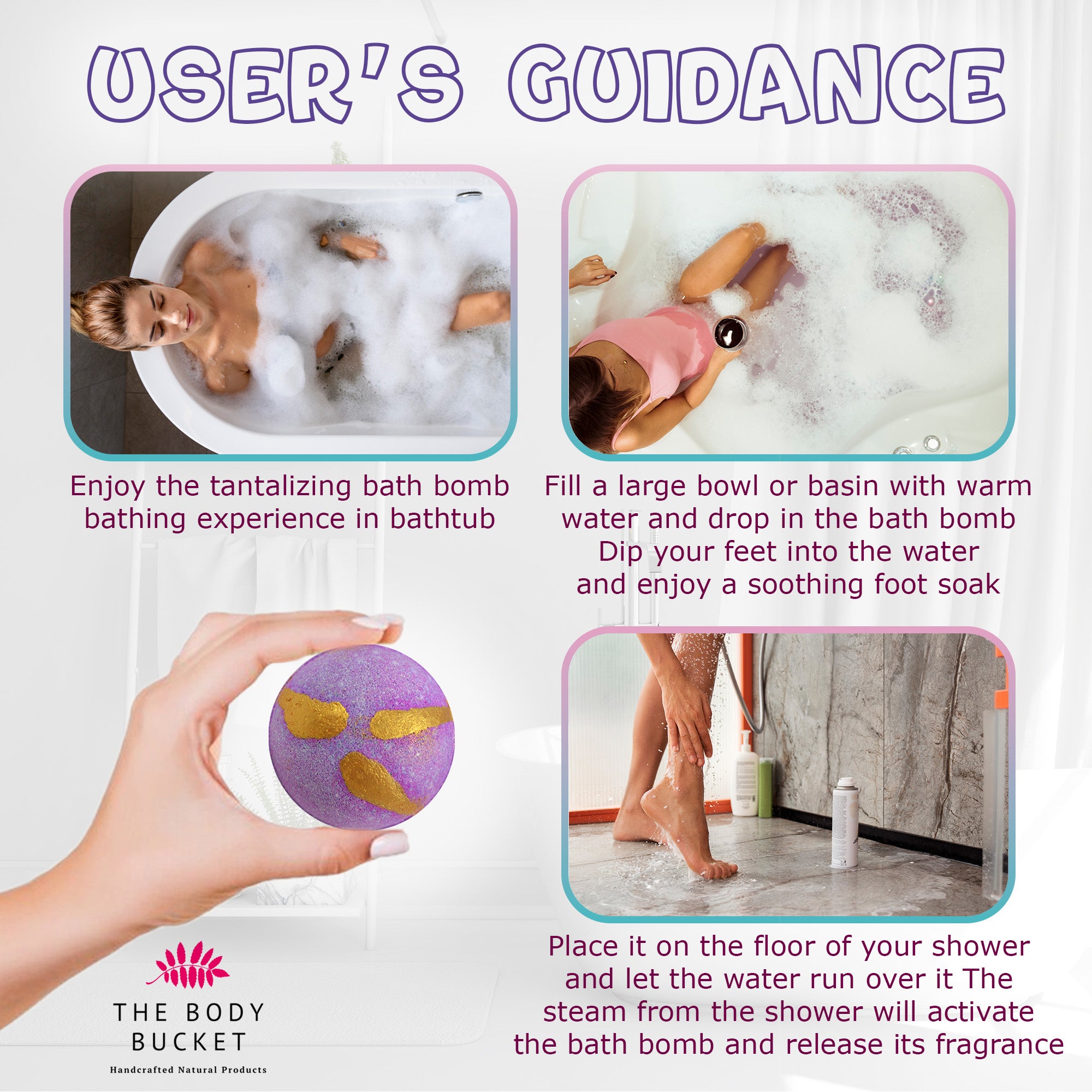 Round floral bath bombs with Lilac, Musk, cherry blossom and red rose fragrances (65 gram each)