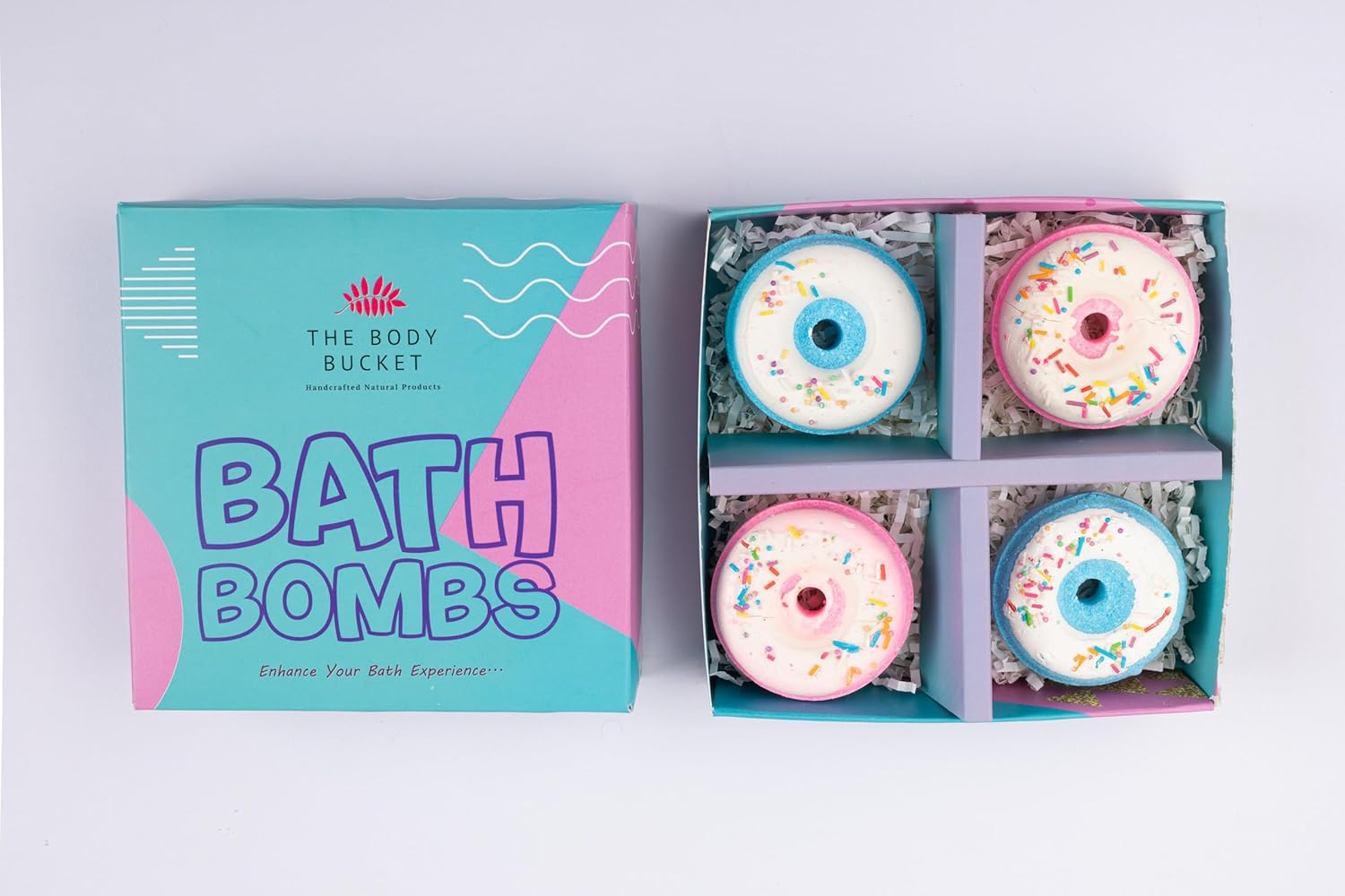 Blueberry & Cranberry Donut Bath Bombs - 65g Each (Pack of 4)