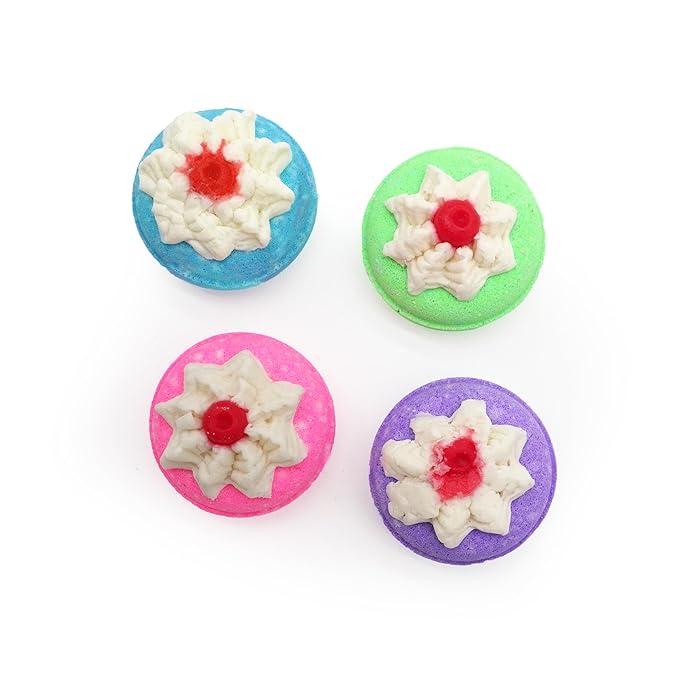 Mini Donut Cherry  Bath Bombs - 45 Gram Each (Pack of 4)