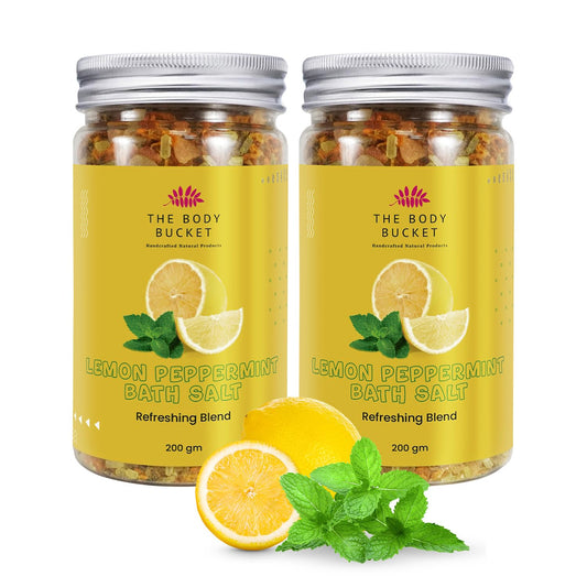 Refreshing Bath Salt- Pack of 2 (200gms each) | Refreshing Blend of Peppermint, Eucalyptus and Lemon Essential Oil | For a Soothing & Relaxation Bath, Foot Spa