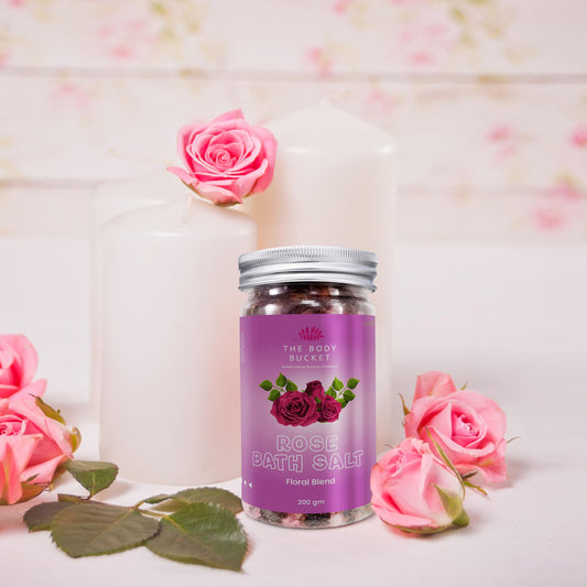 Rose Bath Salt |Floral blend of Rose, Geranium, and Ylang-Ylang Essential Oil|Pure & Natural |For a Soothing & Relaxation Bath, Foot Spa -200gms