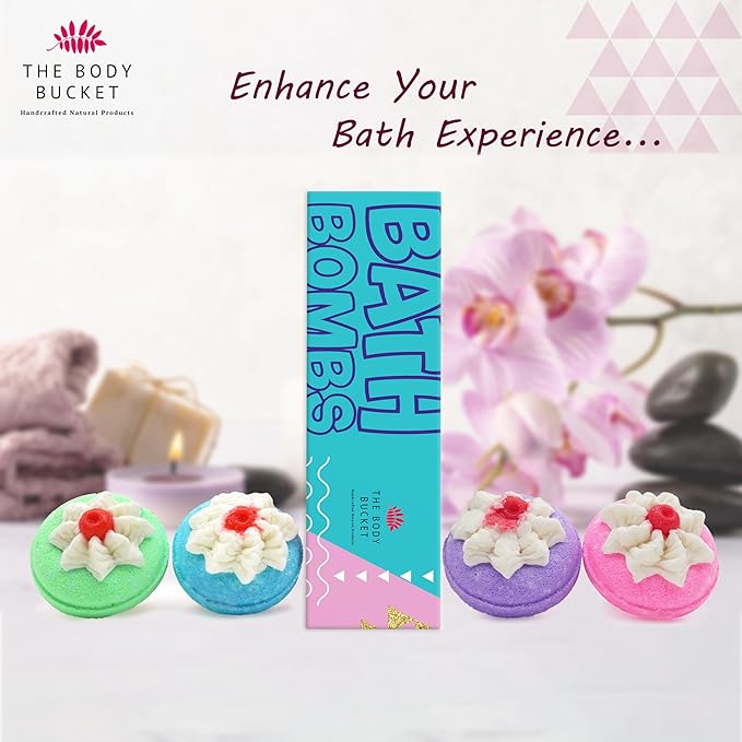 Mini Donut Cherry  Bath Bombs - 45 Gram Each (Pack of 4)