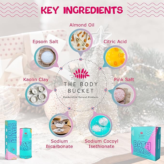 Christmas Aqua Fragrance Bath Bomb Set -65g Each (Pack of 4)