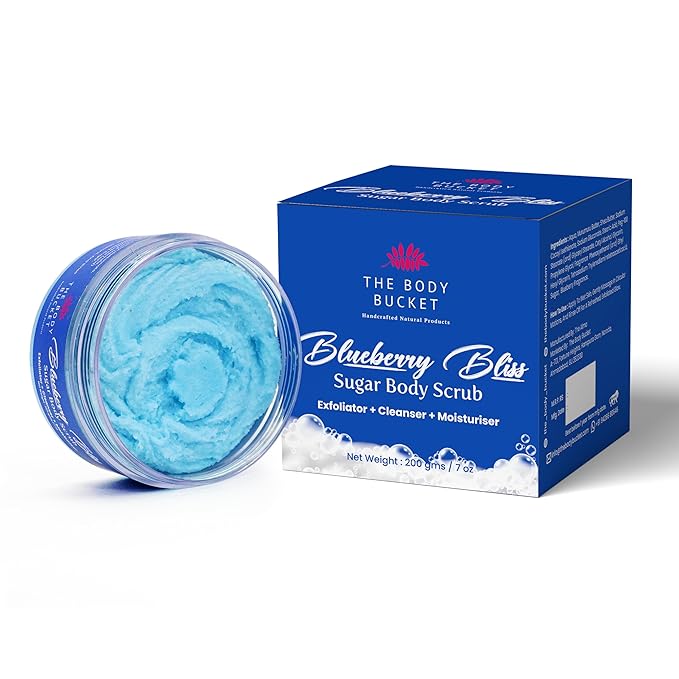Sugar Body Scrub  3-in-1 Exfoliator, Cleanser, Moisturizer | Sulfate & Paraben Free(Blueberry)