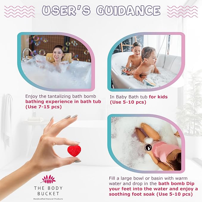 Mini Rose Heart Bath Bomb - 20 Grams Each (Pack of 10)