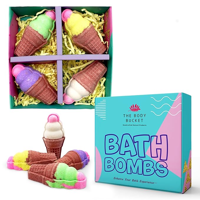 Vanilla Ice Cream Cone Bath Bombs- 80 gm each (Pack of 4)