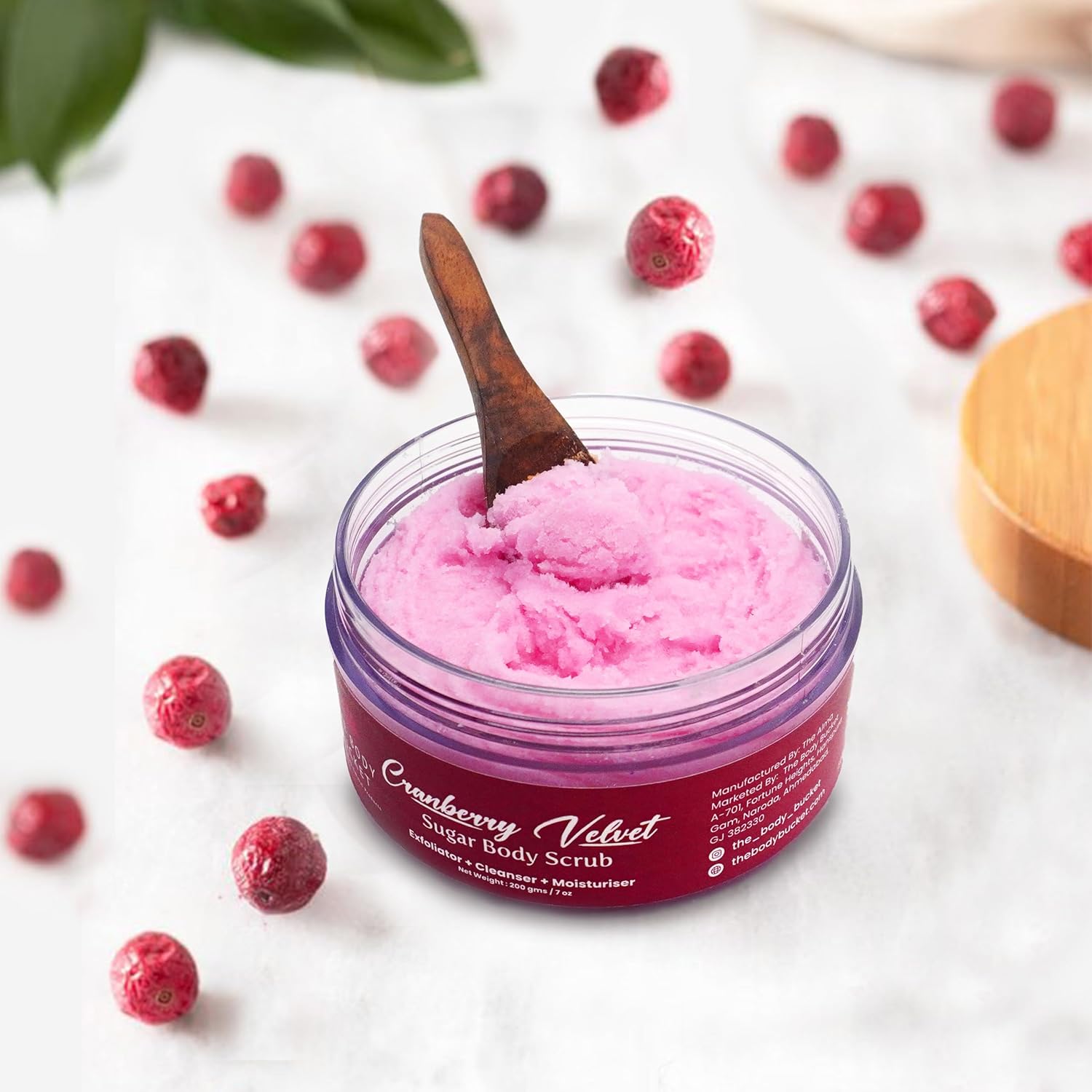 Sugar Body Scrub 3-in-1 Exfoliator, Cleanser, Moisturizer | Sulfate & Paraben Free(Craneberry)
