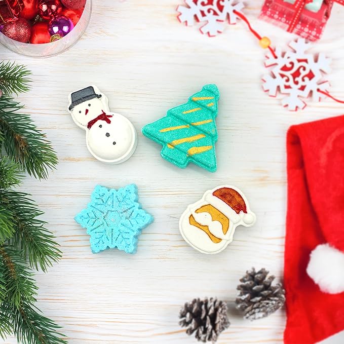 Christmas Aqua Fragrance Bath Bomb Set -65g Each (Pack of 4)