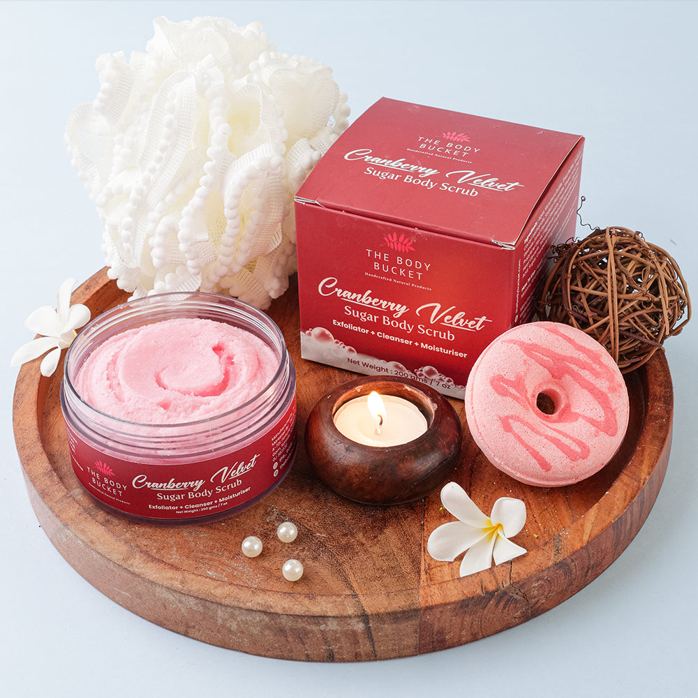 Sugar Body Scrub 3-in-1 Exfoliator, Cleanser, Moisturizer | Sulfate & Paraben Free(Craneberry)