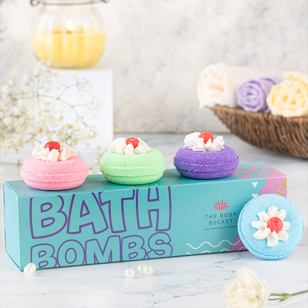 Mini Donut Cherry  Bath Bombs - 45 Gram Each (Pack of 4)