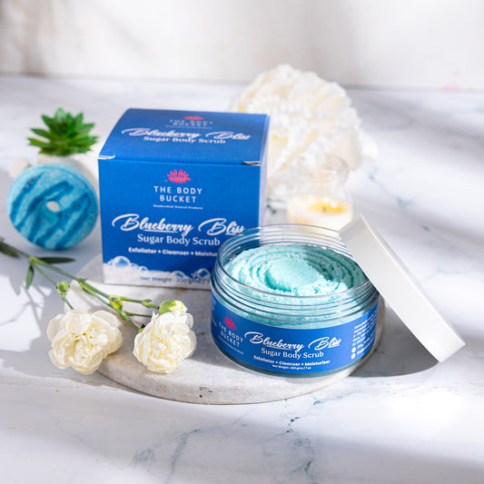 Sugar Body Scrub  3-in-1 Exfoliator, Cleanser, Moisturizer | Sulfate & Paraben Free(Blueberry)
