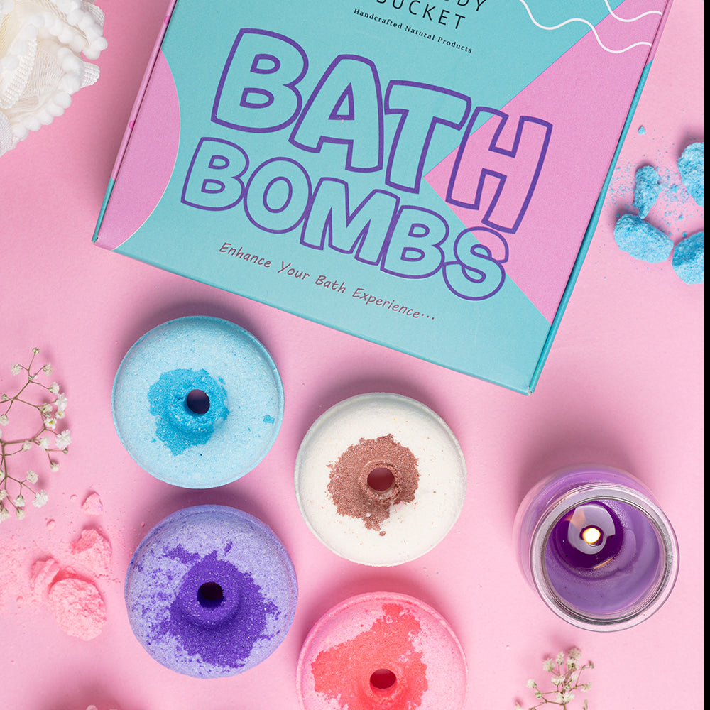 Donuts  bath bombs with aqua, rose, lavender and vanilla fregrances(65 gram each)