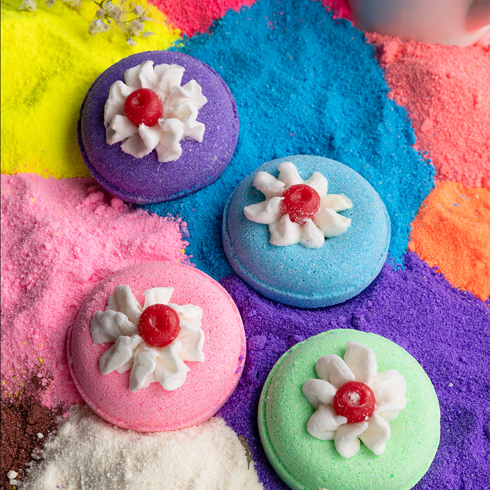Mini Donut Cherry  Bath Bombs - 45 Gram Each (Pack of 4)