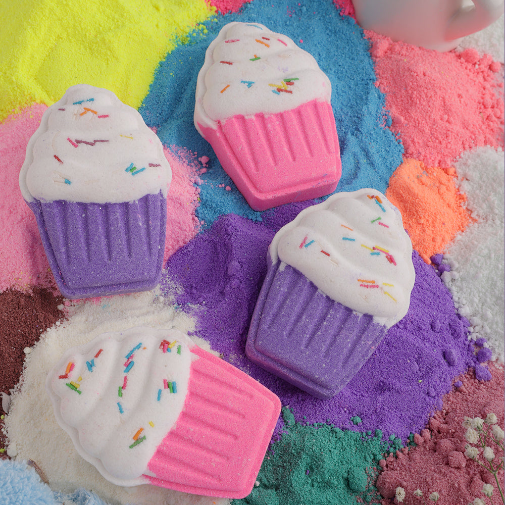Vanilla Cupcake Bath Bombs – 70gm Each (Pack of 4)
